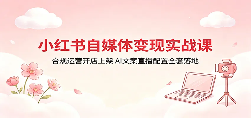 小红书自媒体变现实战课：合规开店上架，AI文案直播配置全落地-91教程库