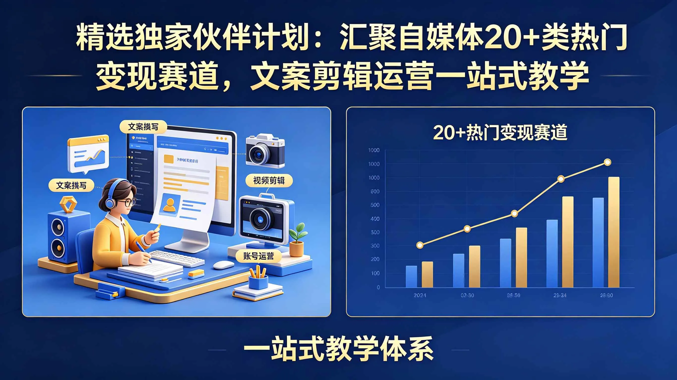 精选独家伙伴计划：20+类自媒体热门变现赛道，一站式教学来了-91教程库