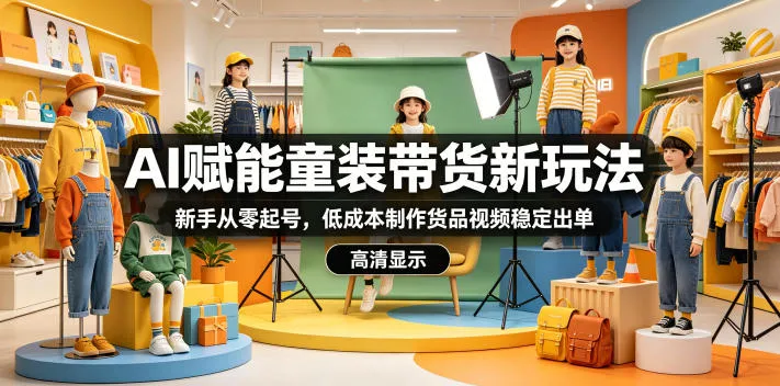 AI赋能童装带货，新手零起号低成本做视频稳定出单玩法-91教程库