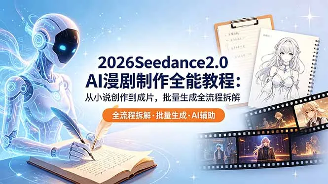 2026 Seedance2.0 AI制作全能教程:小说创作与成片批量生成全拆解-91教程库