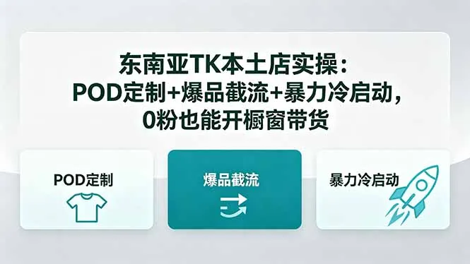 东南亚TK本土店5月实操更新：POD定制与爆品截流助0粉开橱窗带货-91教程库