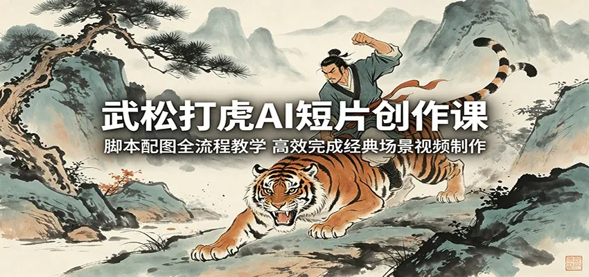 武松打虎AI短片创作课:全流程教学,高效制作经典场景视频-91教程库