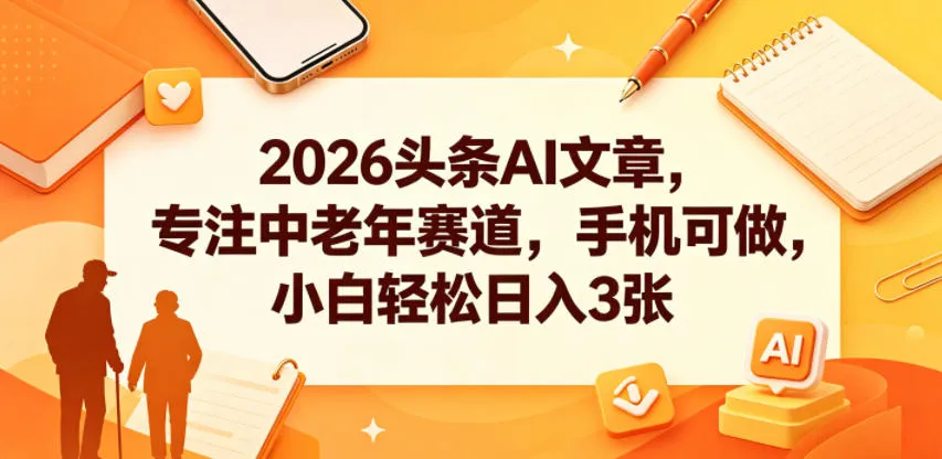 2026头条AI文章聚焦中老年赛道，手机操作小白也能获可观回报-91教程库