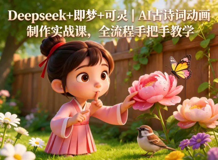 Deepseek、即梦、可灵AI古诗词动画制作实战课，全流程教学揭秘-91教程库