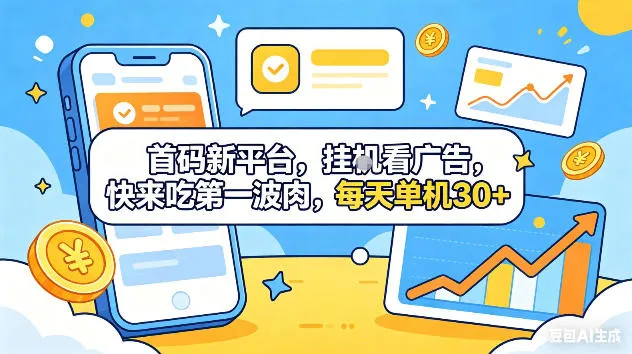 首码新平台挂G自动看广告,可矩阵放大获可观回报【揭秘】-91教程库