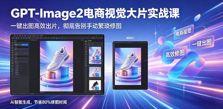 GPT-Image2电商视觉大片实战课:一键高效出片,告别繁琐手动修图-91教程库