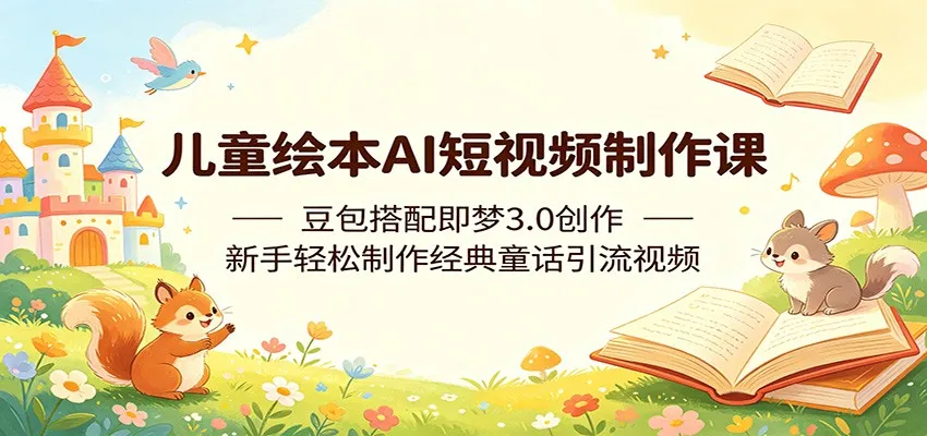 儿童绘本AI短视频制作课:豆包3.0创作,新手轻松做童话引流视频-91教程库
