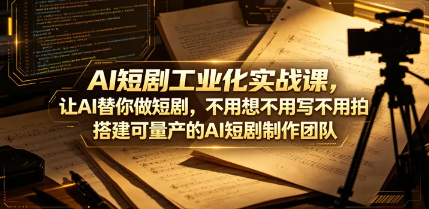 AI短剧工业化实战课：无需创作拍摄，搭建可量产AI短剧制作团队-91教程库
