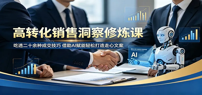 高转化销售洞察课:掌握成交技巧,借AI打造走心文案赋能销售-91教程库