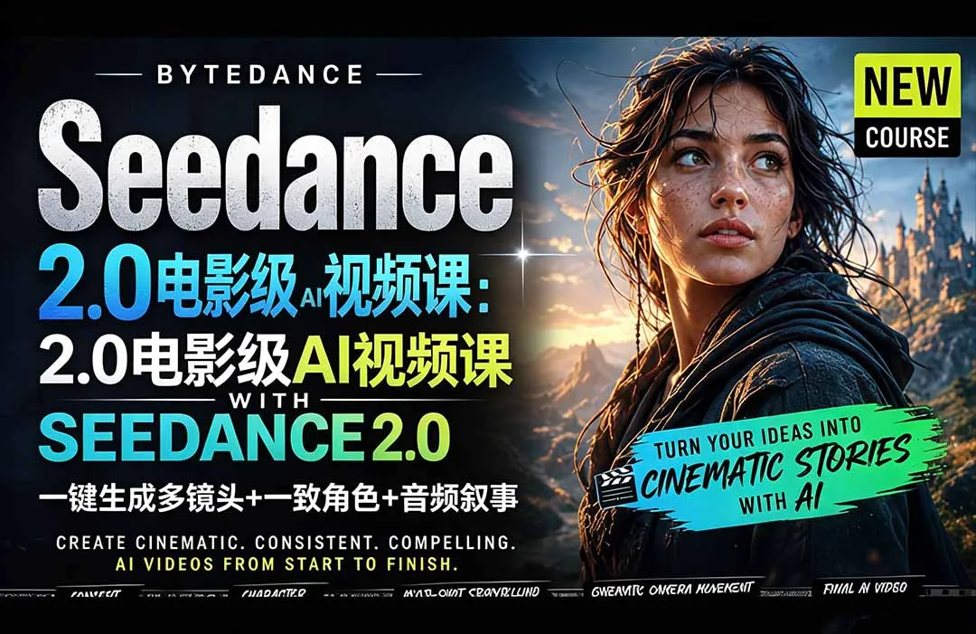 Seedance 2.0电影级AI视频课：一键实现多镜头、一致角色与音频叙事-91创业网