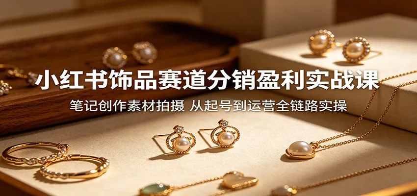 小红书饰品赛道分销盈利课:笔记创作、素材拍摄全链路实操起号运营-91教程库