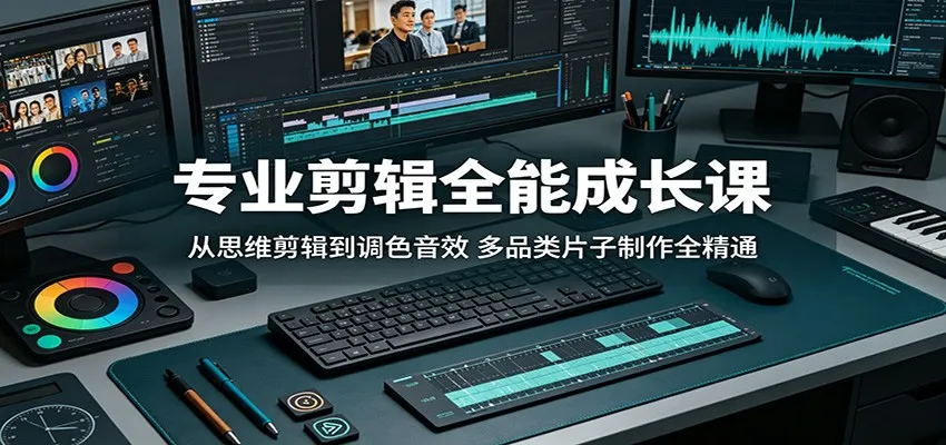 专业剪辑全能成长课：多品类片子制作及调色音效全精通-91创业网