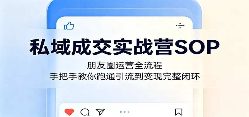 私域成交实战营SOP：朋友圈全流程运营，引流变现完整闭环教学-91教程库