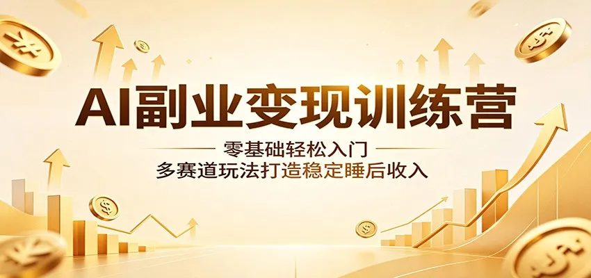 AI副业变现训练营：零基础入门，多赛道玩法实现稳定收入-91教程库