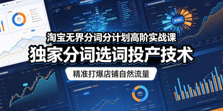 淘宝无界分词分计划高阶课：独家选词技术精准打爆自然流量-91教程库