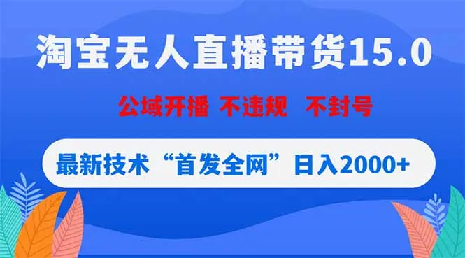 淘宝无人直播带货15.0公域玩法全网首发，不封号违规收益可观-91教程库