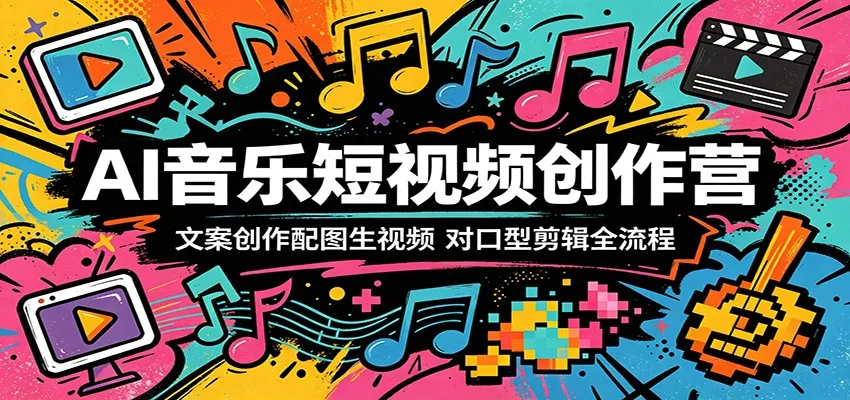 AI音乐短视频创作营揭秘：文案配图、对口型剪辑全流程玩法-91教程库
