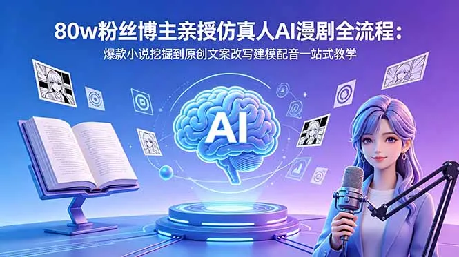 80w粉丝博主揭秘仿真人AI漫剧全流程:爆款挖掘与文案配音教学-91教程库