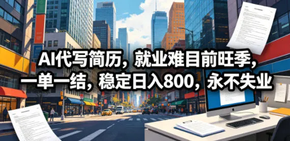 AI代写简历迎就业旺季，一单一结获稳定收入告别失业-91教程库