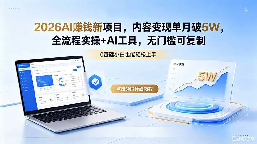 2026 AI内容变现新项目，全流程实操无门槛，实现可观回报-91教程库