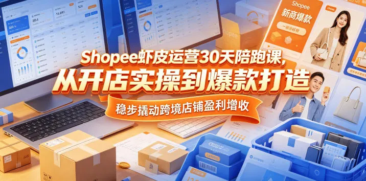 Shopee虾皮运营陪跑课:开店实操爆款打造,助力跨境店铺盈利-91教程库