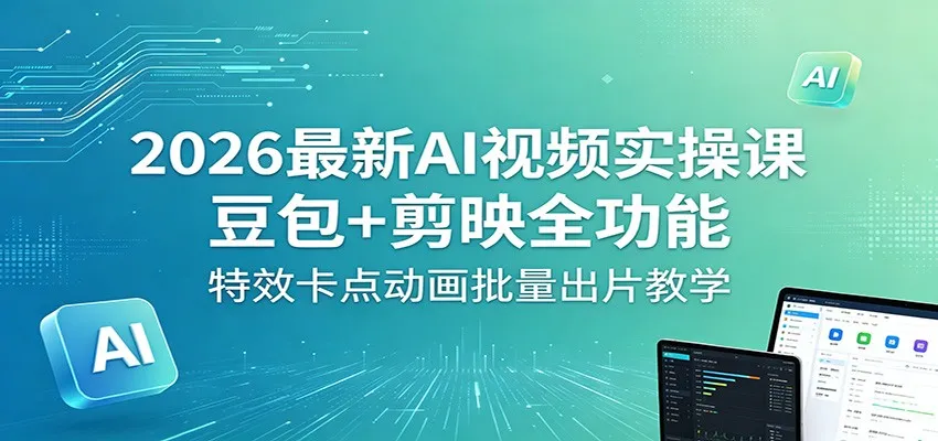 2026超实用AI视频实操课：豆包剪映全功能及批量出片教学-91教程库