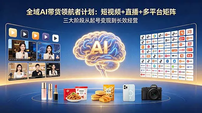 全域AI带货领航者计划：多平台矩阵+三阶段，起号变现长效经营-91教程库