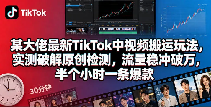 实测！某大佬TikTok中视频搬运玩法破原创检测，半小时出爆款-91创业网
