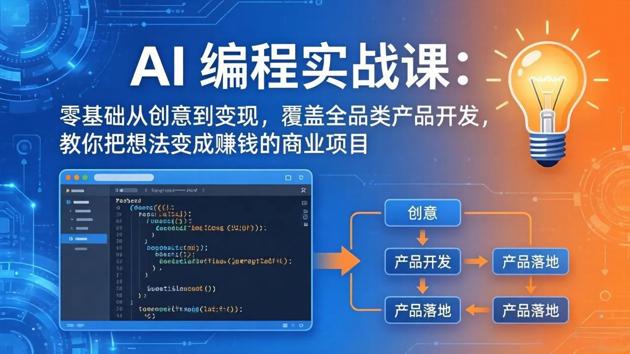 5月19更新！AI编程实战课第三期，零基础产品开发变现秘籍-91教程库
