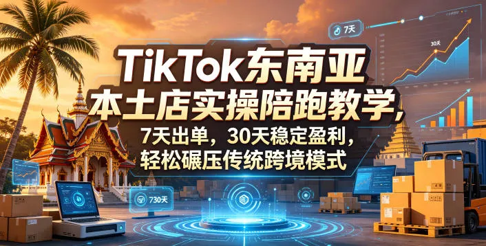 TikTok东南亚本土店实操陪跑教学，出单快回报好，碾压传统跨境模式-91教程库