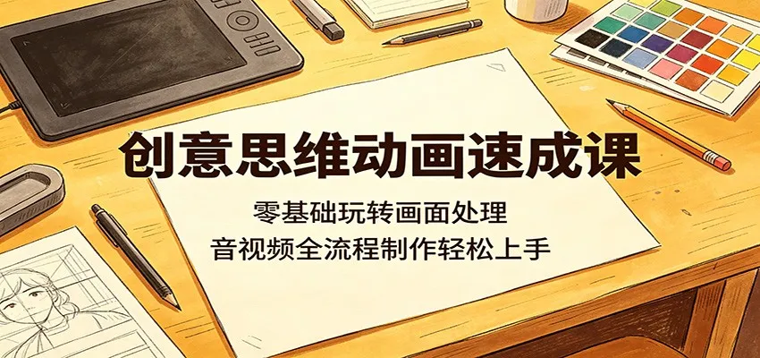 零基础速学创意思维动画课，音视频全流程制作轻松上手-91教程库