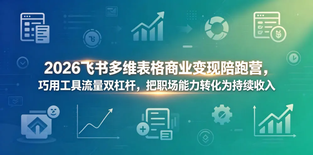2026飞书多维表格陪跑营：巧用工具流量杠杆，转化职场能力获稳定收入-91教程库