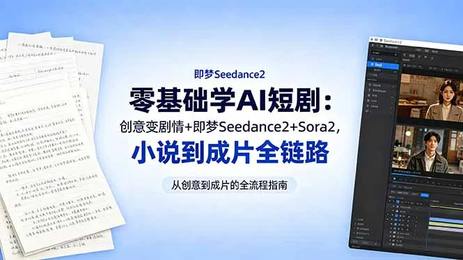 零基础开启AI短剧创作：创意剧情+即梦Seedance2+Sora2全链路打造-91教程库