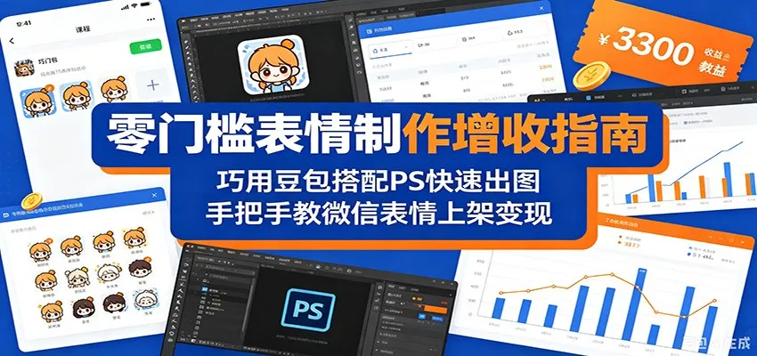 零门槛表情制作增收秘籍：豆包搭 PS 速出图，微信表情上架变现指南-91教程库