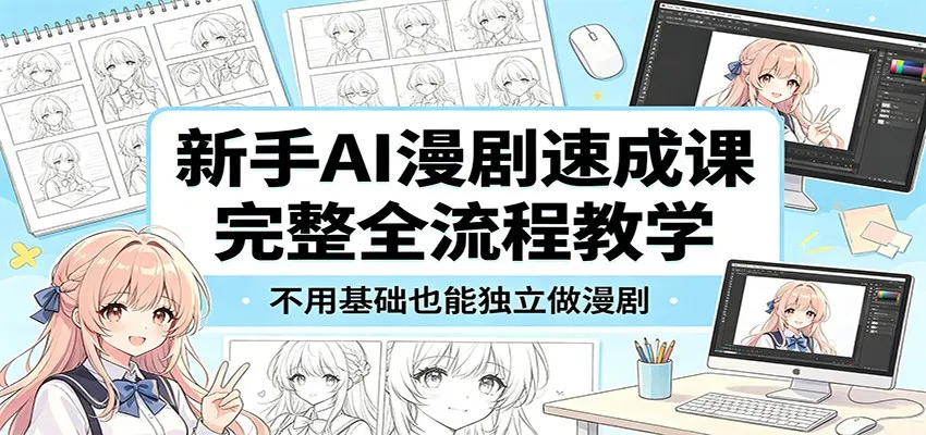 新手AI漫剧速成课：完整流程教学，零基础也能独立创作漫剧-91教程库