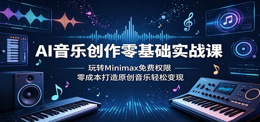 AI音乐创作实战课:用Minimax免费权限零成本原创音乐变现-91教程库