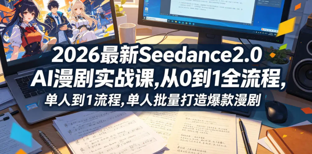 2026 Seedance2.0 AI漫剧实战课：单人全流程批量打造爆款漫剧-91教程库