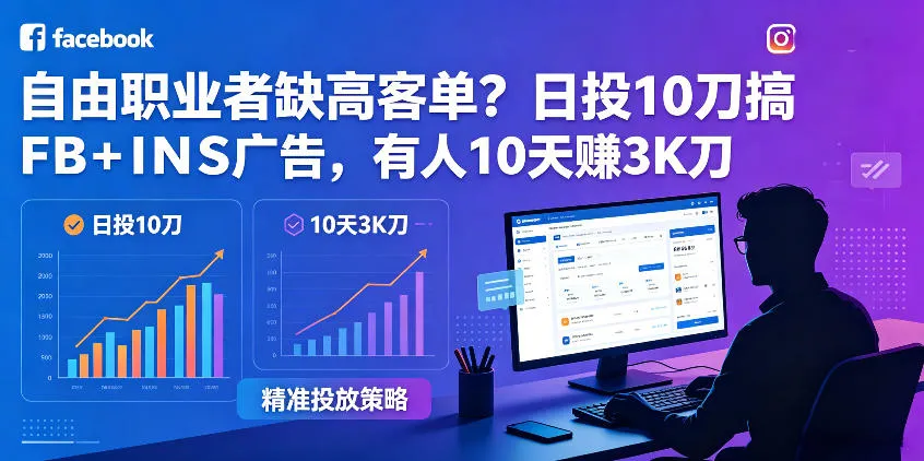 自由职业者寻高客单,FB+INS广告投放实现可观回报【原创双语字幕】-91教程库