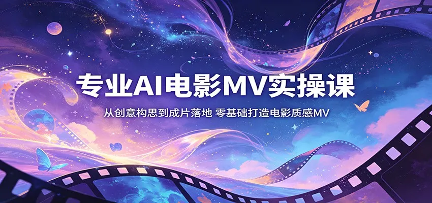 专业AI电影MV实操课：零基础创意构思，打造电影质感MV成片-91教程库