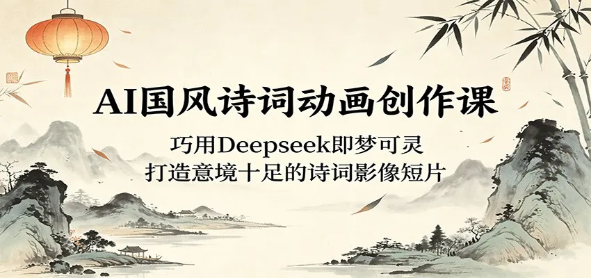 AI国风诗词动画创作课：用Deepseek即梦可灵打造意境诗词影像短片-91教程库