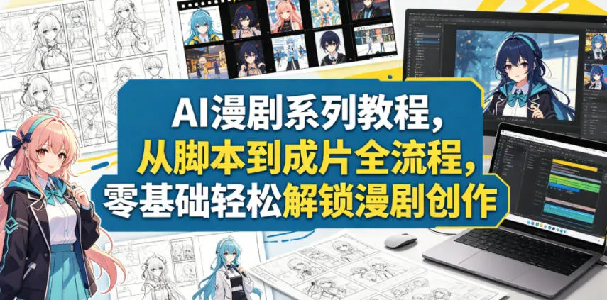 零基础解锁AI漫剧创作！脚本到成片全流程系列教程来袭-91教程库